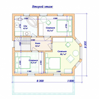 Каркасный дом с эркером 9х9 <br />Цена 2358000 руб
